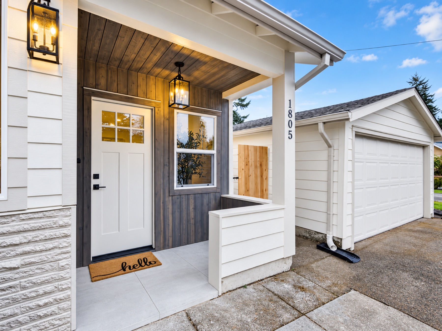 Modern home extension with wood cladding